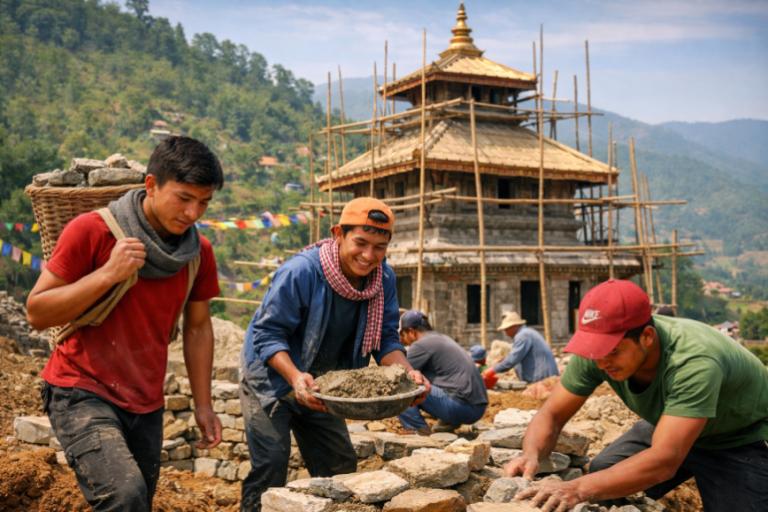 सल्यानमा युवाको पहलमा बनिरहेको भव्य मन्दिर : आर्थिक सहयोगका लागी अपिल